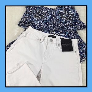 NWT BANANA REPUBLIC WHITE DENIM RAG HEM JEAN 27